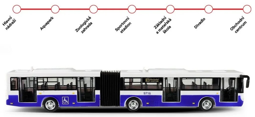 Autobus przegubowy Rappa niebieski, 36 cm