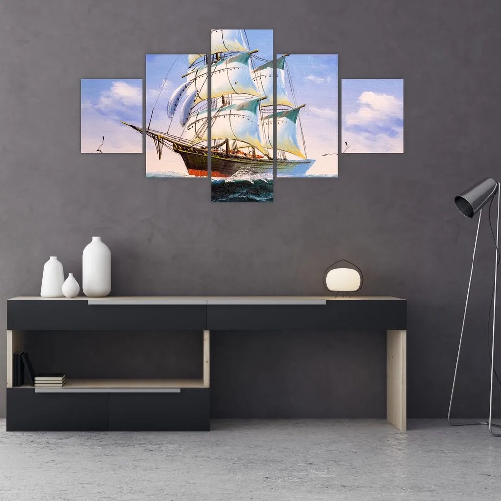 Obraz statku na falach (125x70 cm)