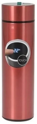 EH Termos ze stali nierdzewnej z termometrem Temp 450 ml, czerwony