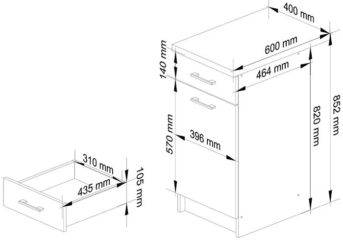 Szara minimalistyczna dolna szafka kuchenna E9-F96