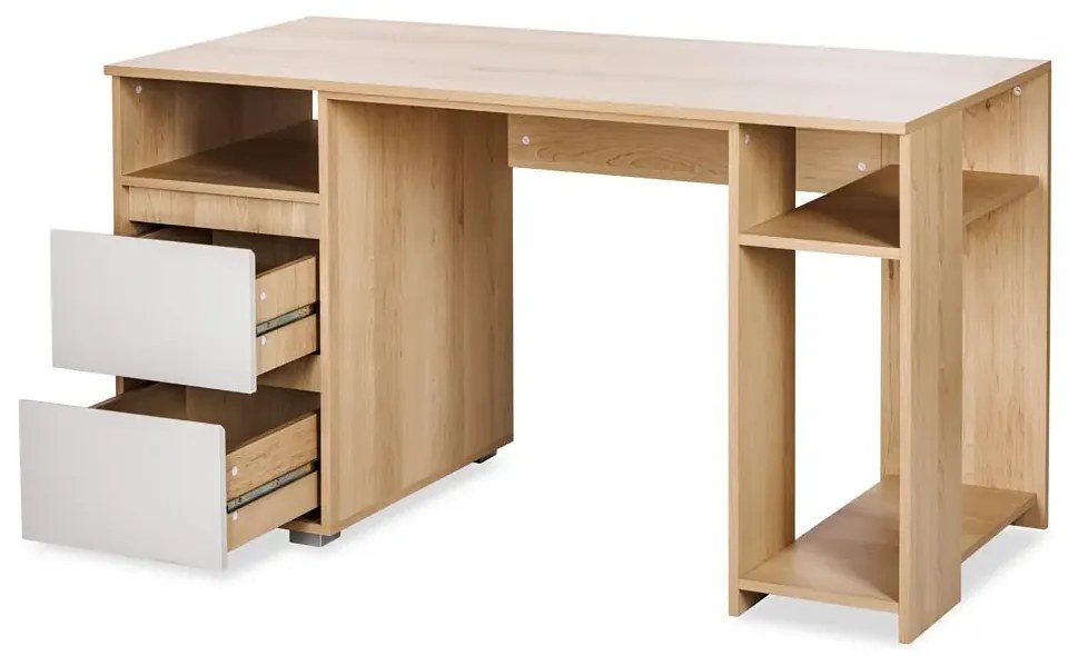 Biurko młodzieżowe DALIA 138cm buk/szare LITTLE SKY