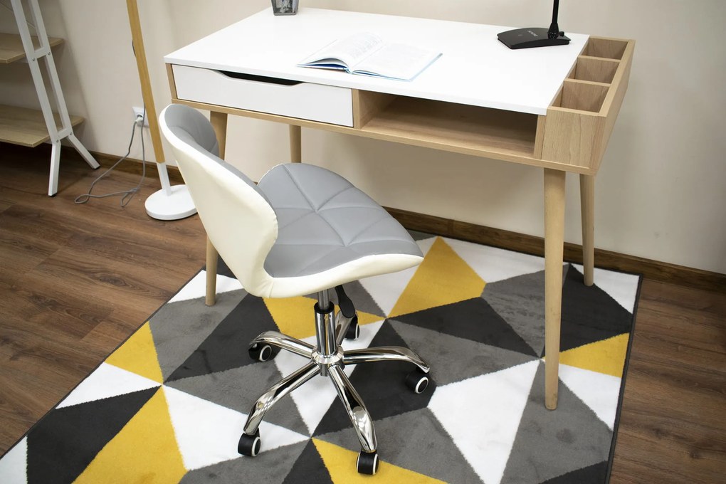 Krzesło biurowe AVOLA z ekoskóry, szaro-białe