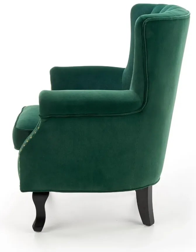 Fotel do salonu TITAN VELVET ciemnozielony HALMAR
