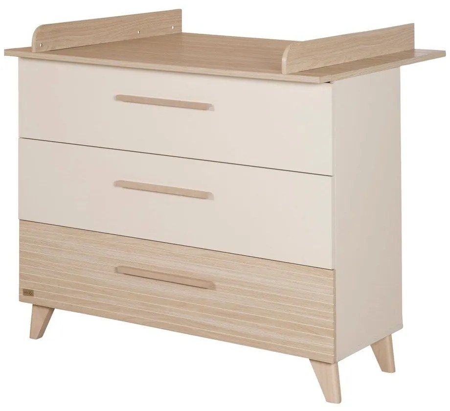 Kremowo-naturalna komoda dziecięca w dekorze dębu z przewijakiem 110x98x75 cm Sidney – Roba