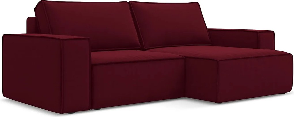 Narożnik prawostronny z funkcją spania - z tkaniny welwetowej - burgundowy - KIMO