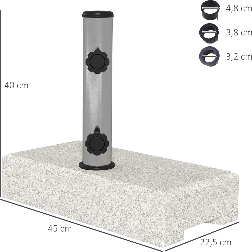 Outsunny Podstawa pod parasol 25 kg, stojak parasolowy z granitu, na maszty parasoli Ø32/38/48 mm, Szary