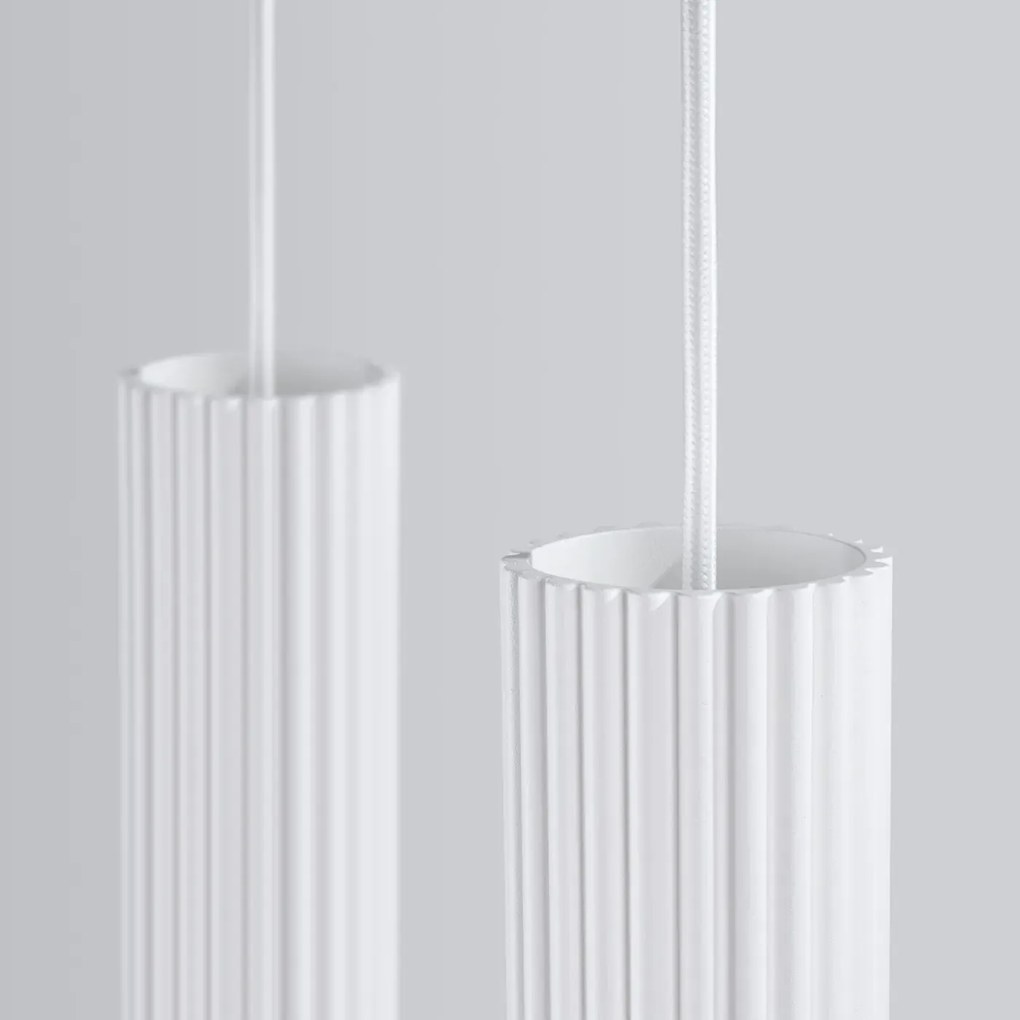Lampa wisząca KARBON 2 biała ryflowana SOLLUX  LIGHTING