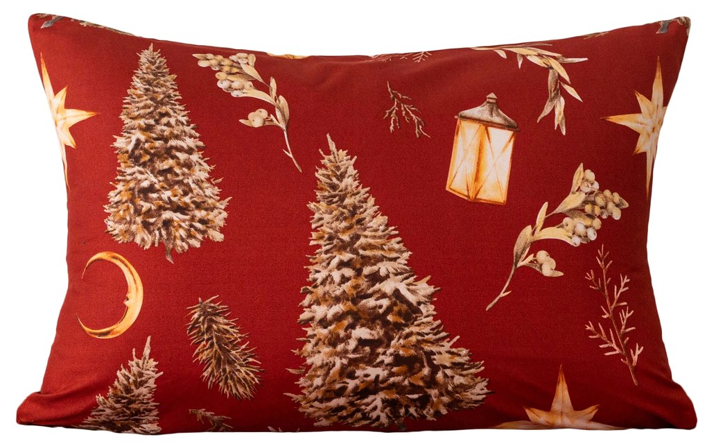 Poszewka na poduszkę z mikrofibry GOLD CHRISTMAS 50x70 cm, czerwony