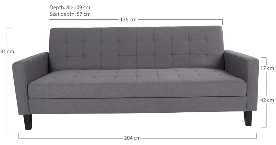 Szara sofa rozkładana 204 cm Milton – House Nordic
