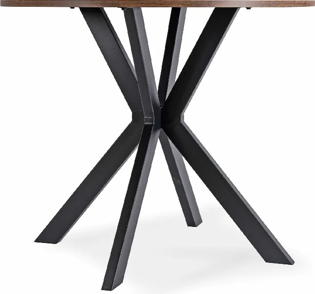 Zestaw Stół Okrągły LAUREN 90 cm Dąb Rustykalny/Czarny i 4 Krzesła ROBIN Czarne