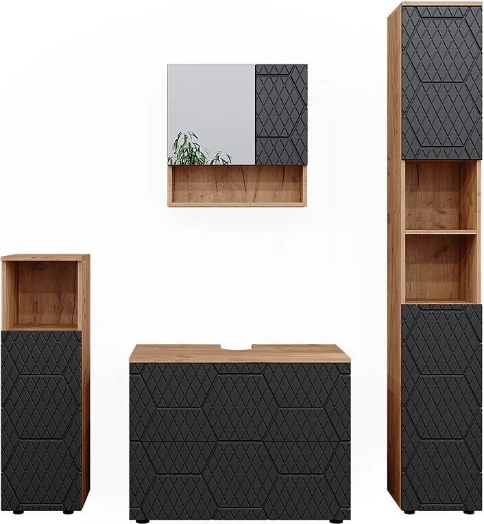 Zestaw mebli łazienkowych antracyt o strukturze plastra miodu 80x41x58 irma