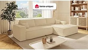 Kanapa narożna prawostronna rozkładana typu express z beżowego sztruksu - pow. spania 140 cm - Materac 13 cm z pamięcią kształtu - AMELIA