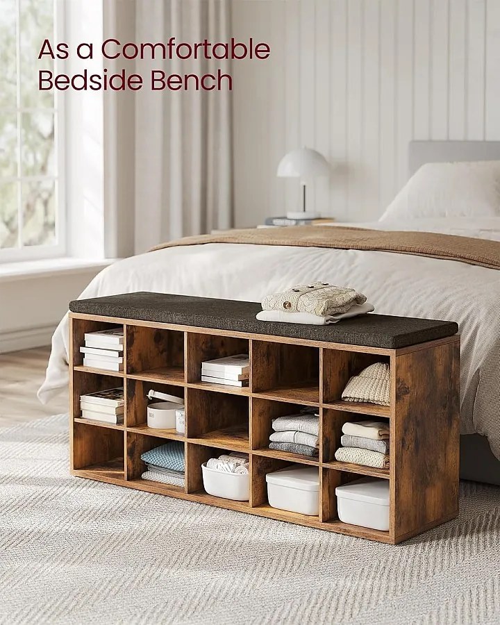 Ławka na buty 30x105x48 cm brązowa