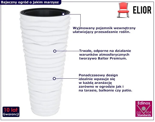 Biała nowoczesna donica do ogrodu - Zarrax