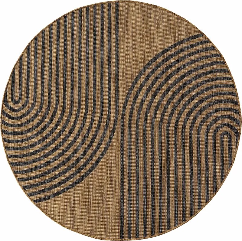 Dywan uniwersalny MIRA Łuki Brązowo Czarne koło 200 cm x 200 cm