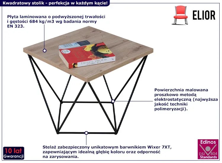 Stolik kawowy w stylu industrialnym dąb artisan + czarny Felix 5X