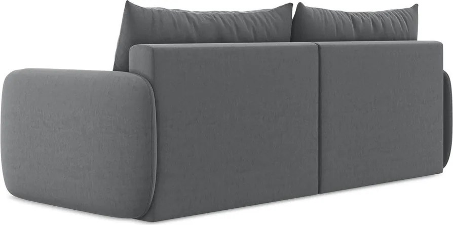 Szara aksamitna rozkładana/ze schowkiem sofa 238 cm Kalena – Makamii