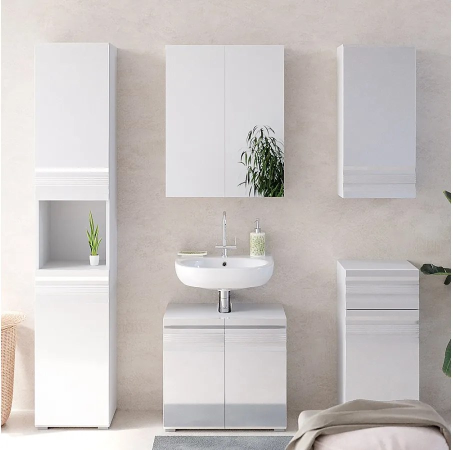 Zestaw mebli łazienkowych biały wysoki połysk 56x34x60 fredd