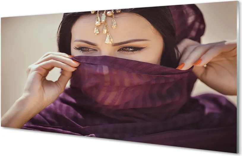 Panel nad Blat Kuchenny Kobieta w Fioletowej Tkaninie