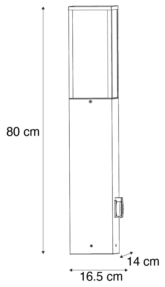 Zewnetrzna Nowoczesna lampa podłogowa zewnętrzna czarna 80 cm z gniazdem IP44 - Charlois Nowoczesny Oswietlenie zewnetrzne