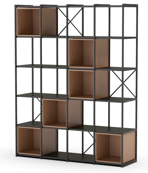 Czarno-ceglasty regał 140x179 cm Anya – Marckeric