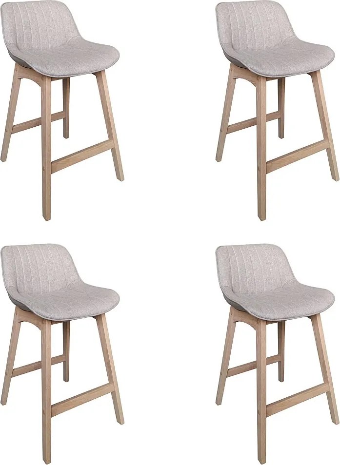 Komplet dębowych krzeseł wyspowych i barowych z siedziskiem z tkaniny MELLOW o szerokości 65 cm