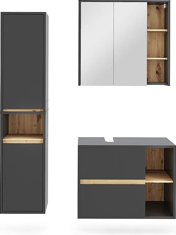 Zestaw mebli łazienkowych szary/artystyczny 80x46x60 viola