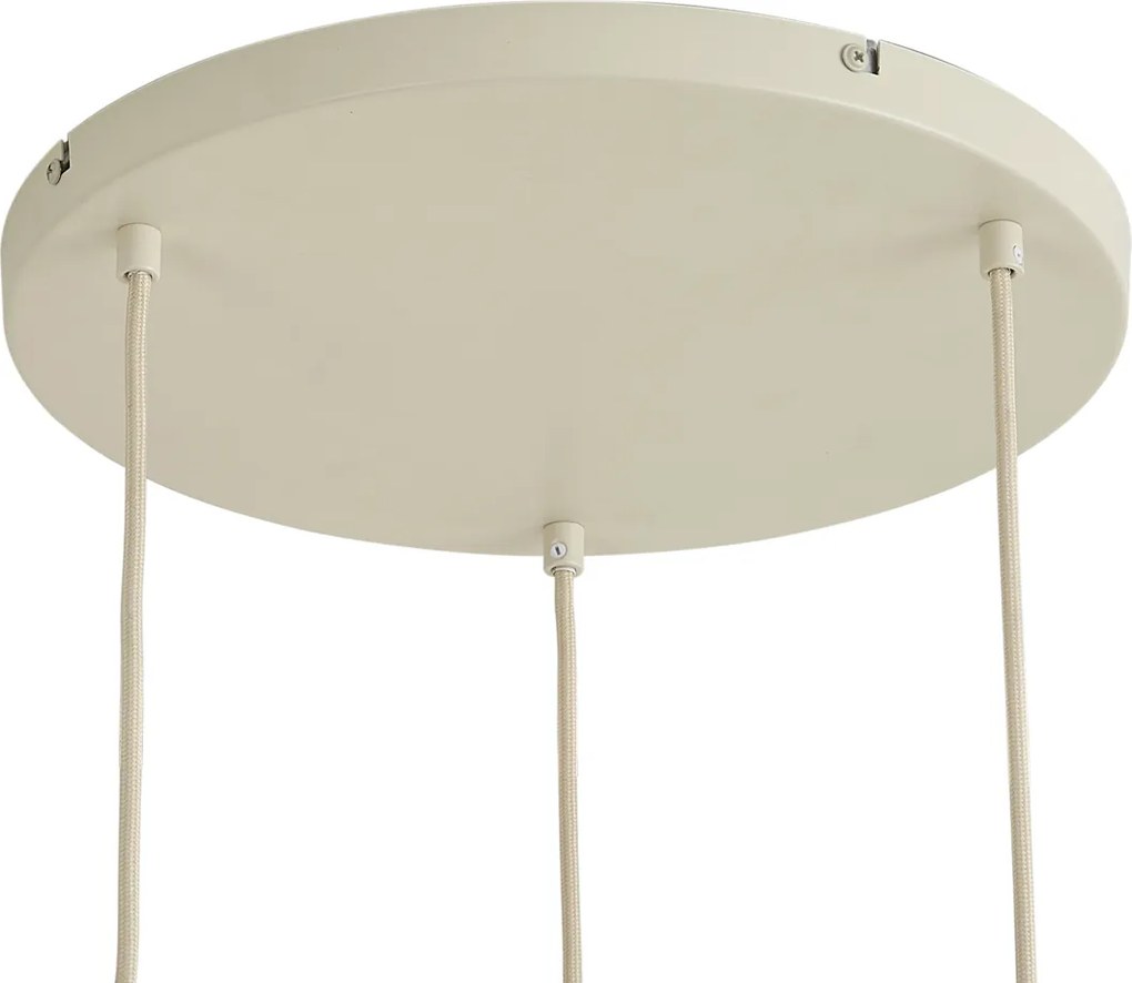 Lampa wisząca Japandi beżowa z lnianym abażurem 3-punktowa - Fedde