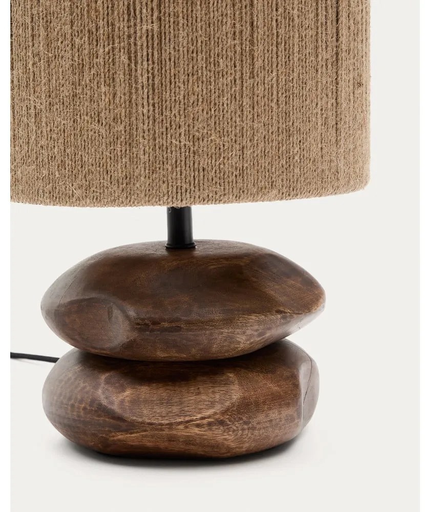 Lampa stołowa z litego drewna akacjowego w ciemnym naturalnym kolorze (wysokość 43 cm) Kor – Kave Home