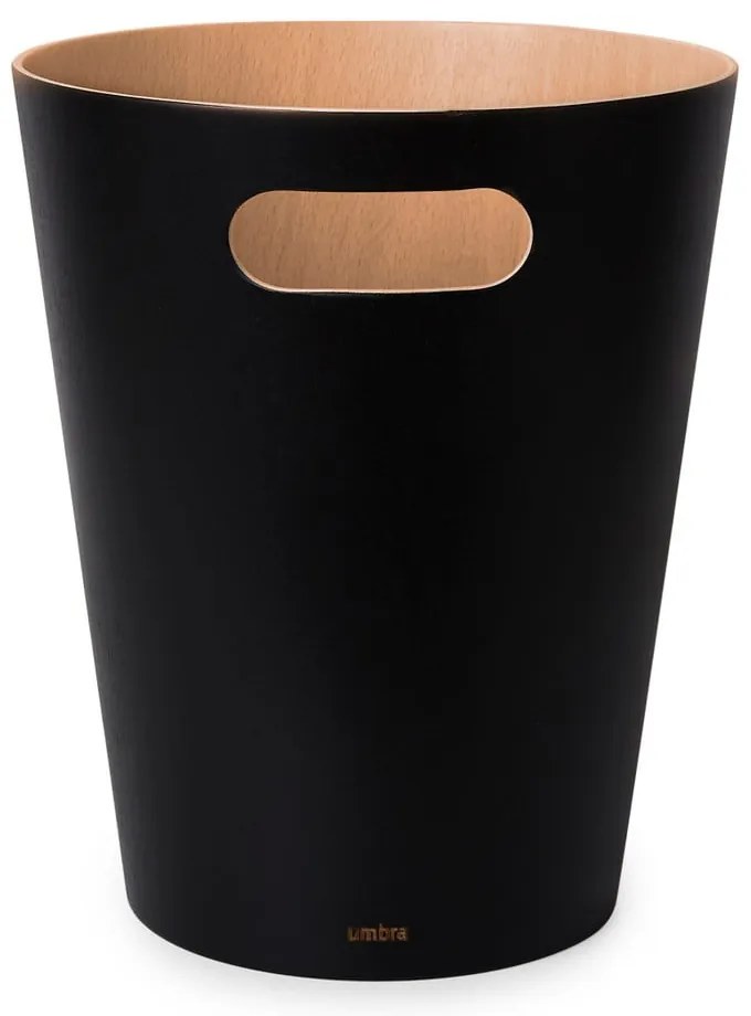 Czarny biurowy kosz na śmieci 7,5 l Woodrow – Umbra