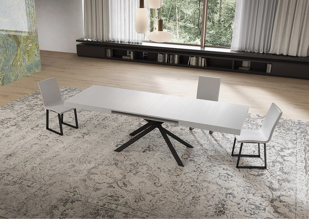 Stół rozkładany Niket 160/244x80 cm, nogi biały jesion antracyt