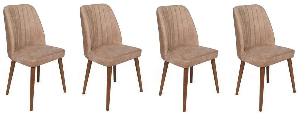 Zestaw krzeseł do jadalni Alfa Beige and Walnut, 4 szt.