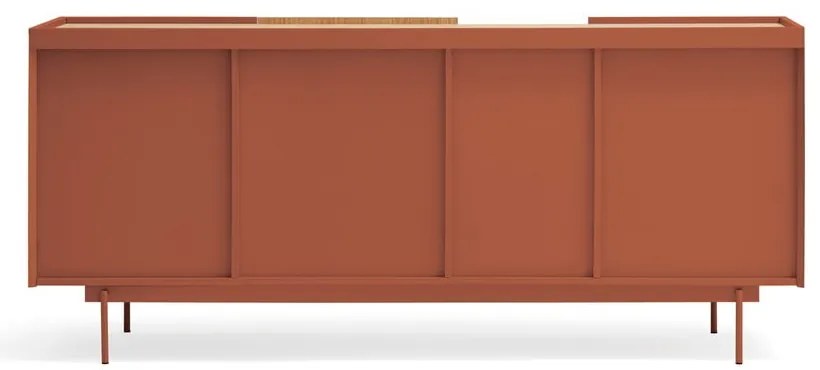 Ceglasto-naturalna niska komoda w dekorze dębu 180x78 cm Otto – Teulat