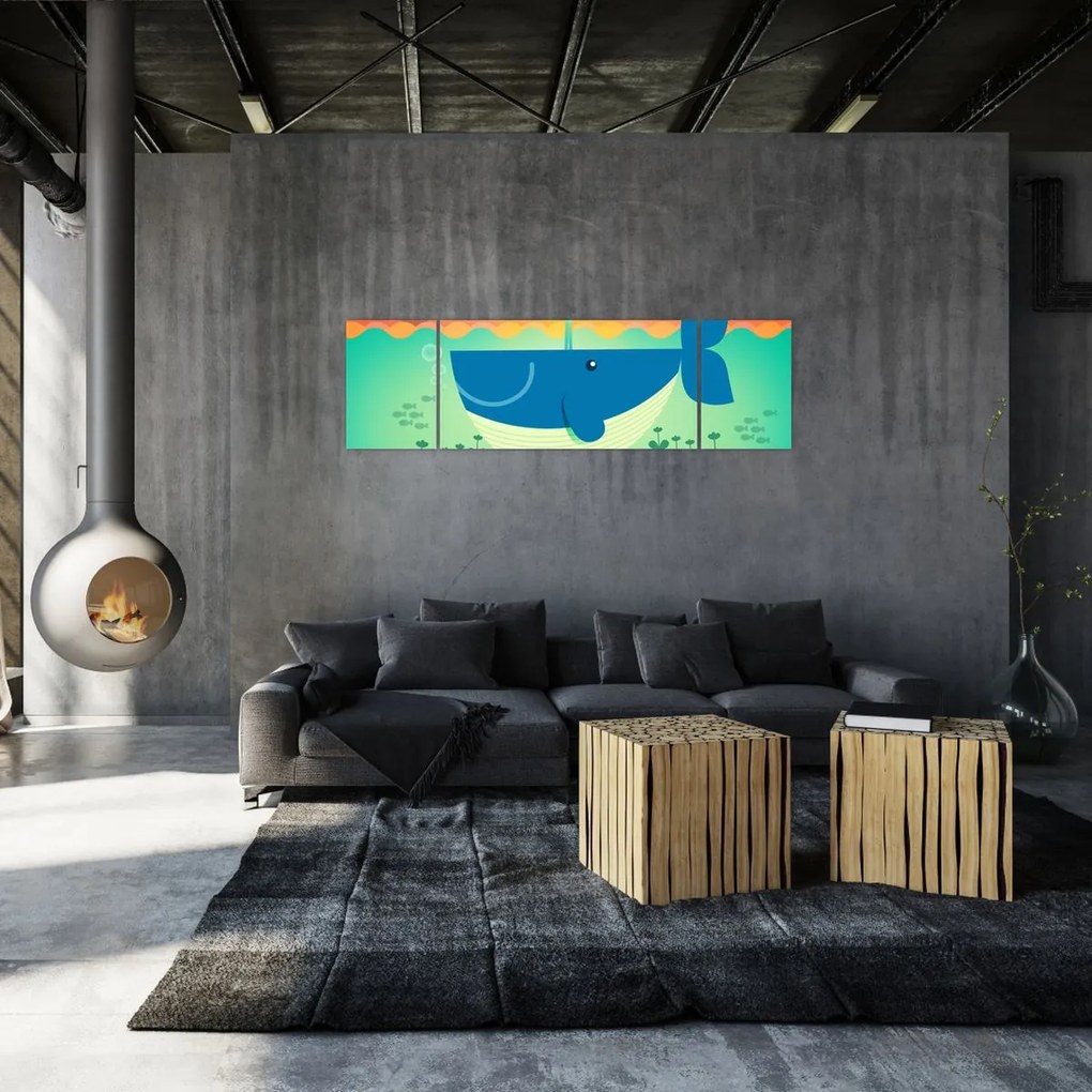 Obraz - Szczęśliwy wieloryb (170x50 cm)