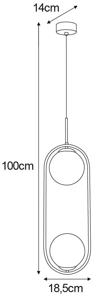 Podwójna lampa wisząca z bursztynowymi kloszami - 6X A199 C6-E84
