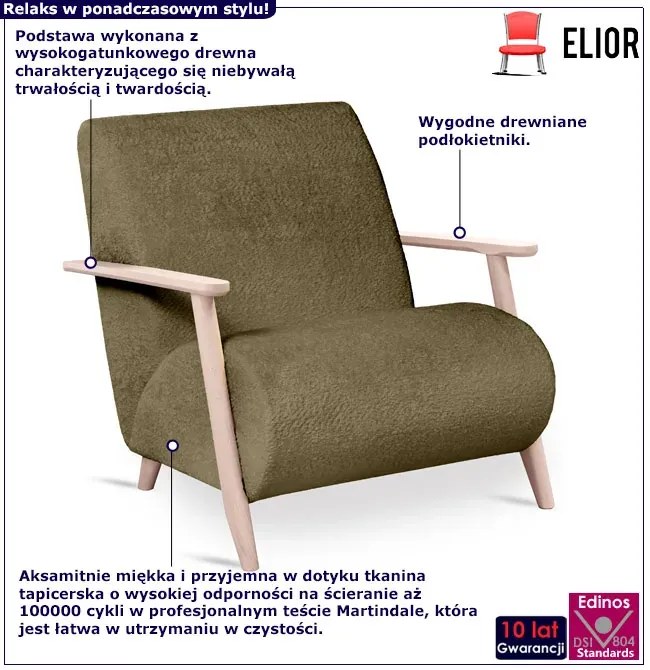 Zielony fotel tapicerowany oliwkowy - Merti 3X