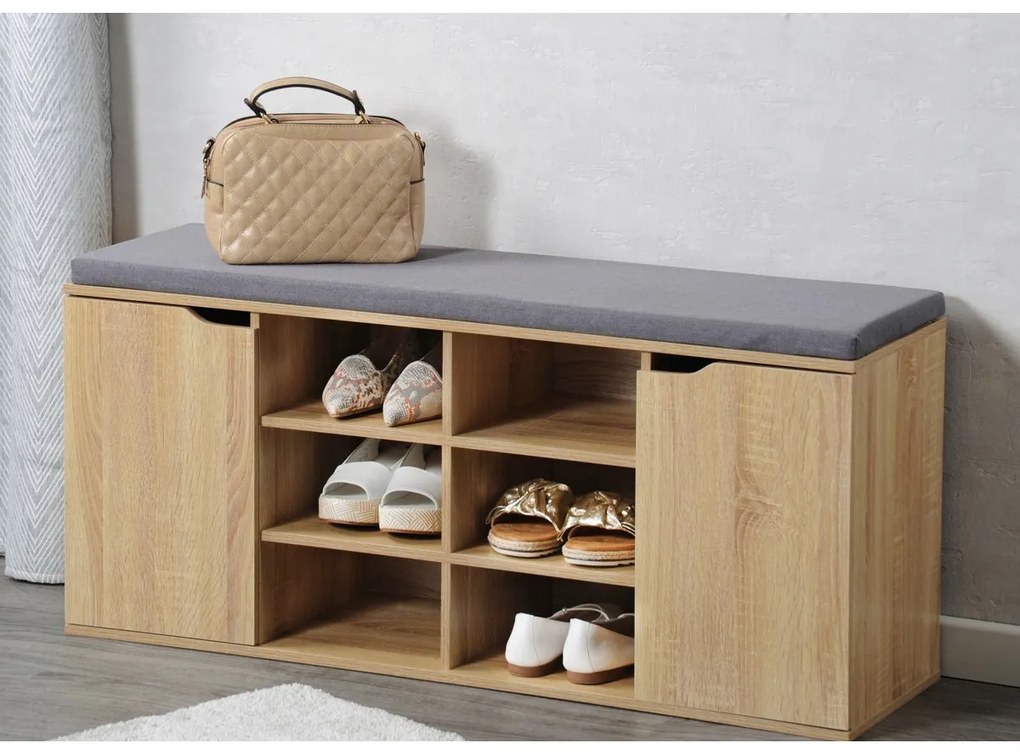 Kesper 15928 Szafka na buty z siedziskiem, dekor dąb, 103 x 48 x 30,5 cm