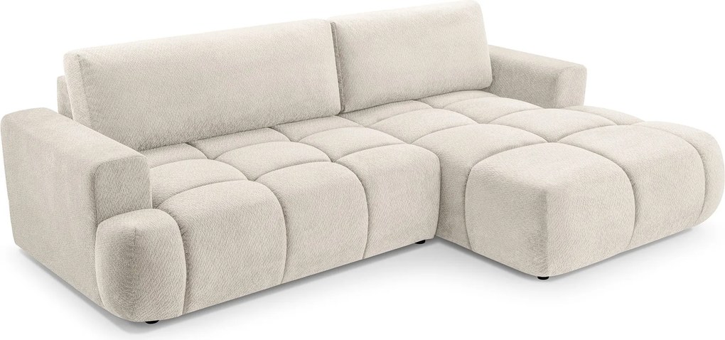Masseno Narożnik VASTO z funkcją spania i pojemnikiem na pościel Narozniki L, Rozkładana sofa - Beżowy, VINCI 21