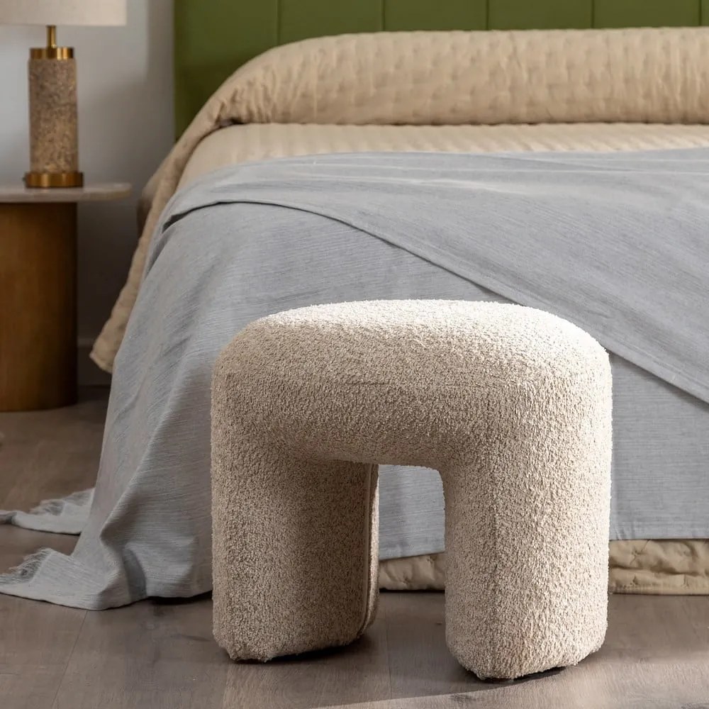 Beżowy puf z materiału bouclé Suave – Ixia