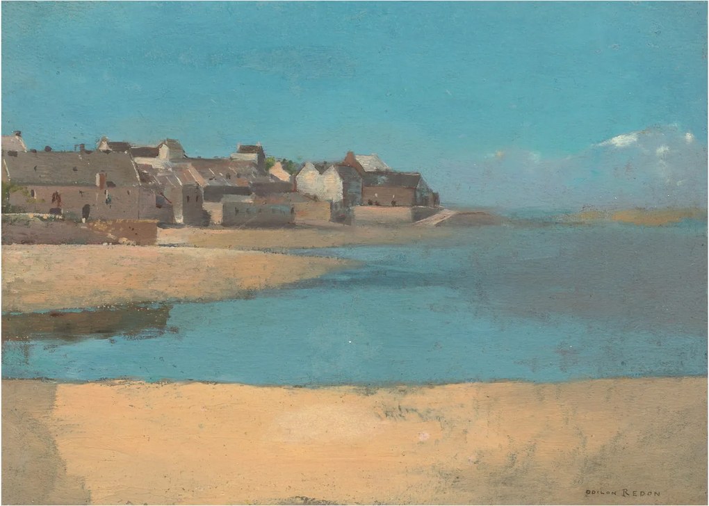 Obraz na szkle - Odilon Redon, Village by the Sea in Brittany, reprodukcje (70x50 cm)