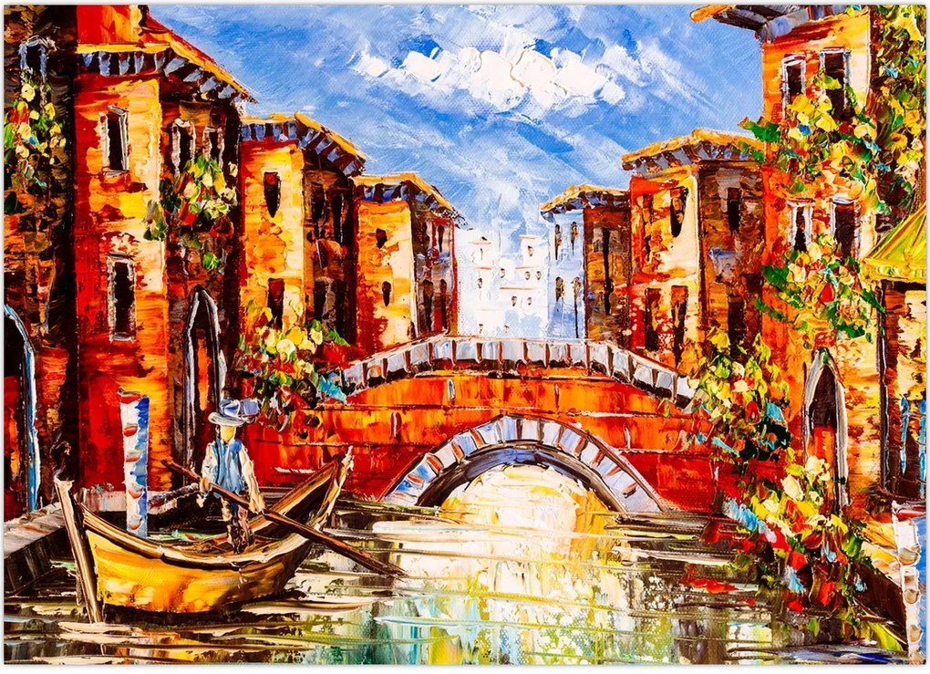 Obraz na szkle - Obraz olejny przedstawiający miasto III. (70x50 cm)
