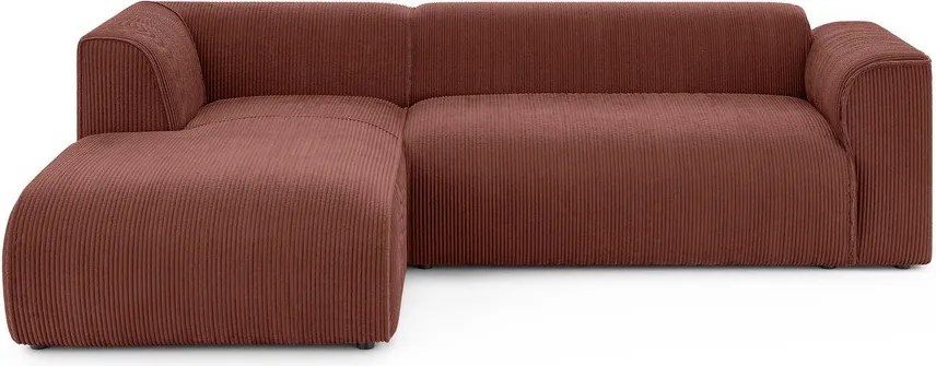 Sztruksowy narożnik (lewostronny/z szezlongiem) w kolorze terakoty Merid – Ropez