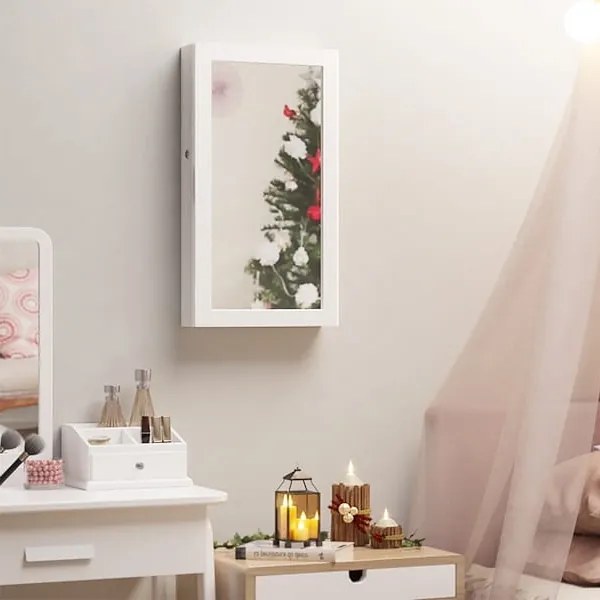 Szafka ścienna na biżuterię z lusterkiem Altar 51 biała