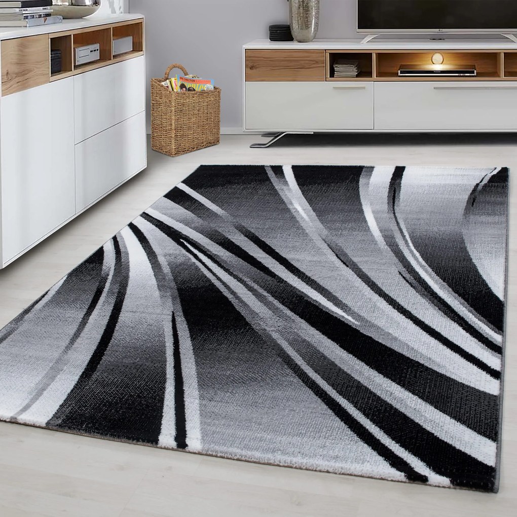 Dywan nowoczesny Parma Linie szaro-czarny 120 cm x 170 cm