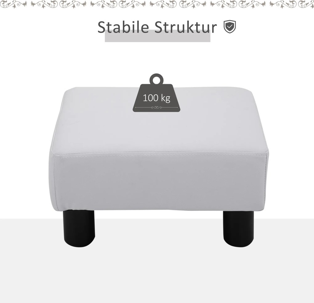 HOMCOM Podnóżek Pufa Uszak Biały 40x30x24cm Elegancki Stołek do Siedzenia Komfortowy i Stylowy | Aosom PL