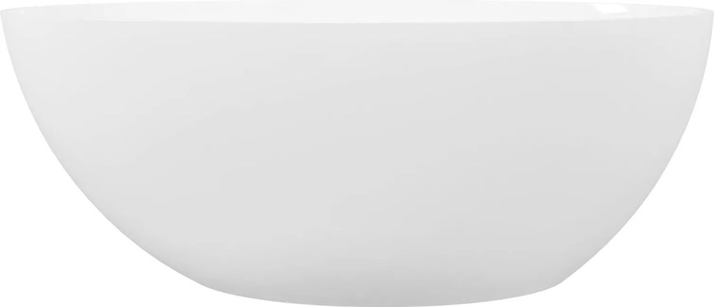 Wanna wolnostojąca owalna biała błyszcząca z konglomeratu 160 x 85 cm KALMI WHITE GLOW z przelewem typu SLIM cienki rant
