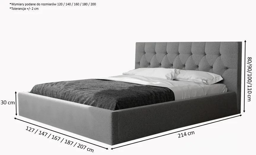 Łóżko sypialniane LUNA SLIM - 160x200