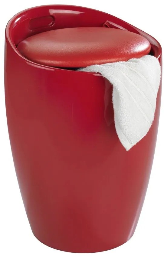 Pufa CANDY LIGHT RED - kosz na pranie, 2w1, WENKO