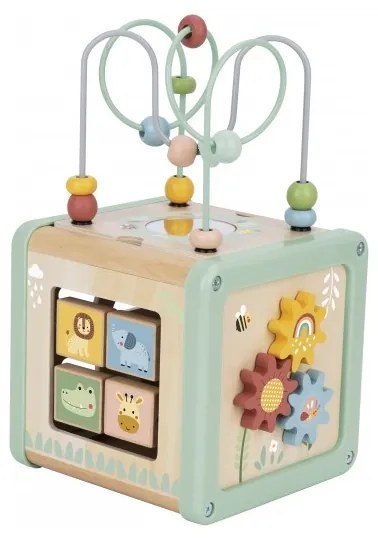 Woopie green drewniana kostka aktywności multifunkcyjna edukacyjna sorter