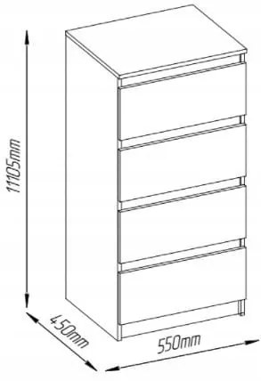 Komoda 4s do sypialni garderoby salonu kolor biały 55 cm